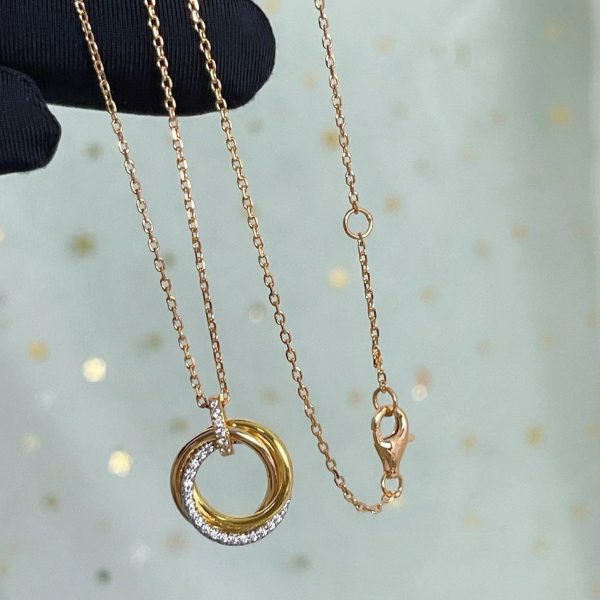 Trinity Necklace Silver Gold Pink Gold Diamonds