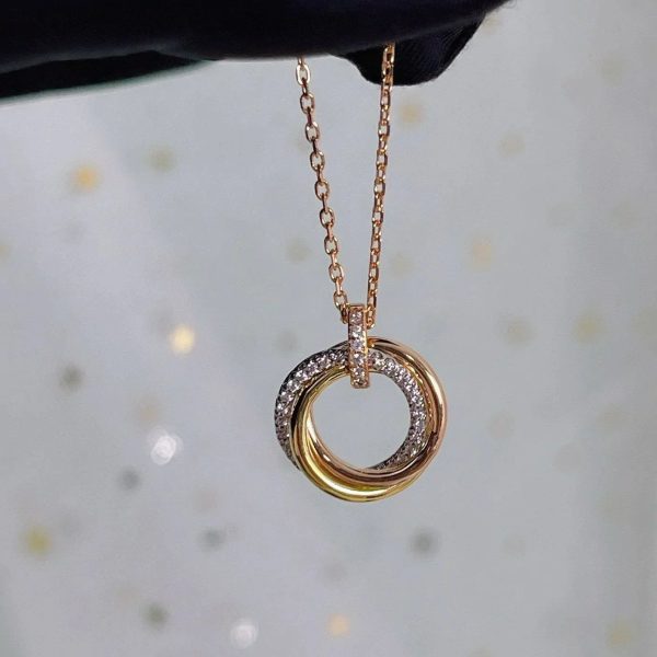 Trinity Necklace Silver Gold Pink Gold Diamonds