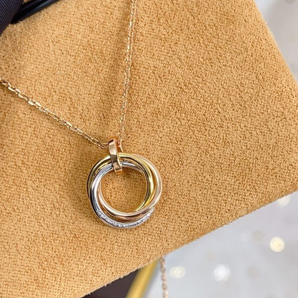 Trinity Necklace Silver Gold Pink Gold Diamonds