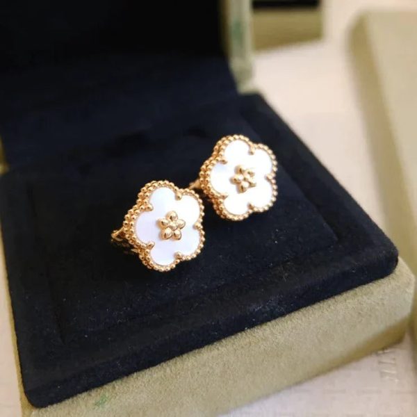 Lucky Pink Gold White Mop Earrings