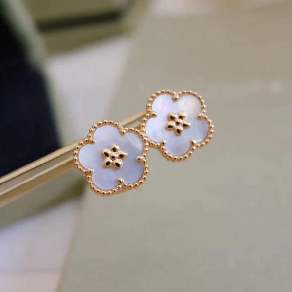 Lucky Pink Gold White Mop Earrings