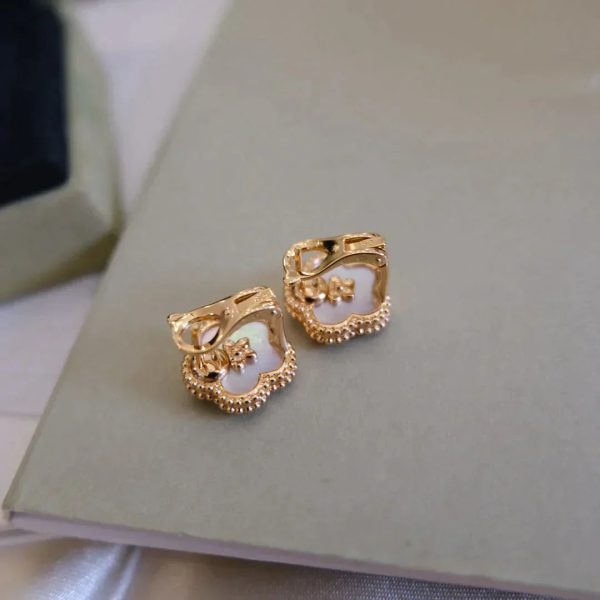 Lucky Pink Gold White Mop Earrings