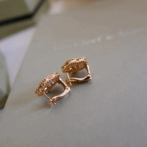 Lucky Pink Gold White Mop Earrings