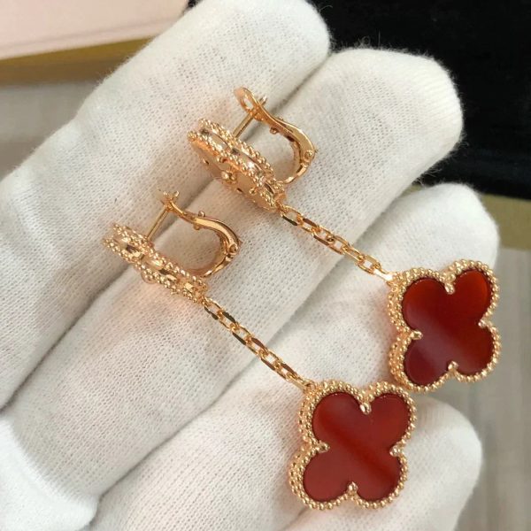 Clover Earrings Gold And Carnelian