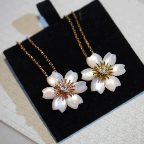 White Rose Pendant Necklace