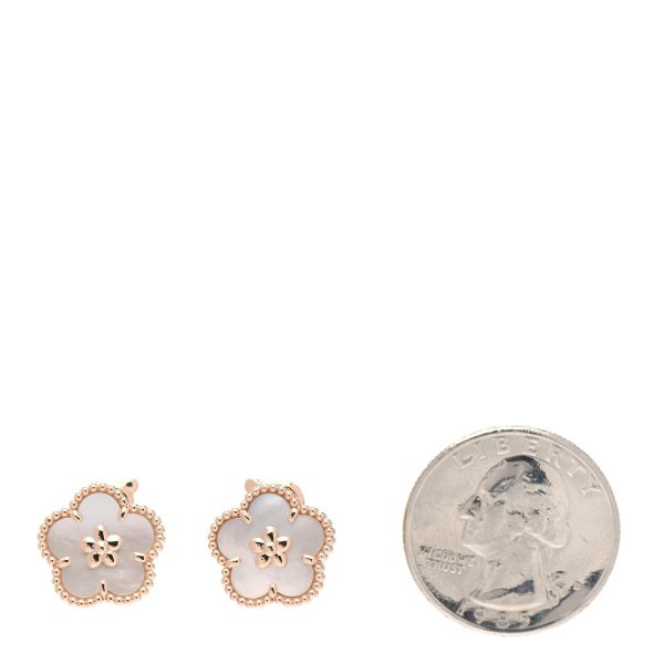 Lucky Spring White Blossom Pink Gold Earrings