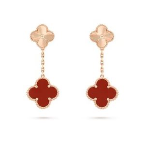 Clover Earrings Gold And Carnelian