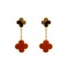 Clover 2 Motifs Silver Diamond Onyx Earrings