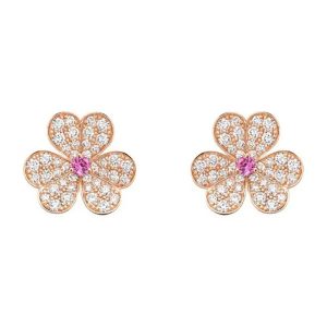 Frivole Pink Gold Flower Diamond Earrings