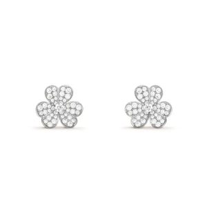 Frivole Silver Flower Diamond Earrings